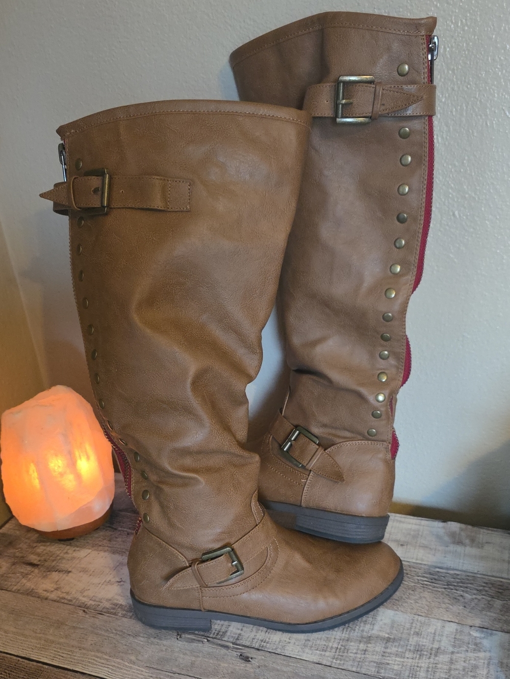 Women’s Journee Collection Tobacco Tan Knee-High Buckle Boots